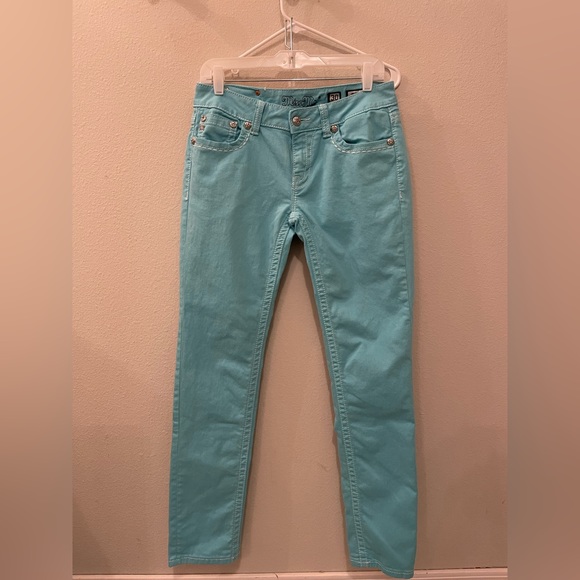 Miss Me Denim - Miss Me Skinny Stretch Jeans Aqua Blue Size 30 Waist
